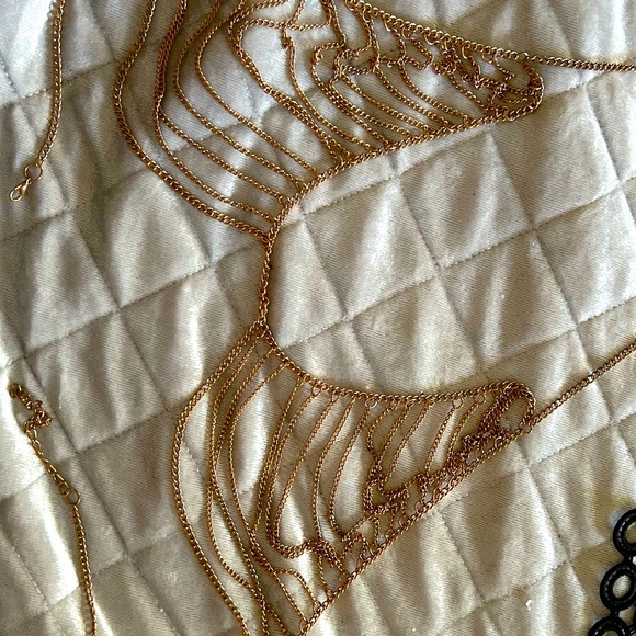 Gold Rhinestone Jewelry Lot30pc Bodychain Bralette Earring Bracelet Necklace - Picture 11 of 12